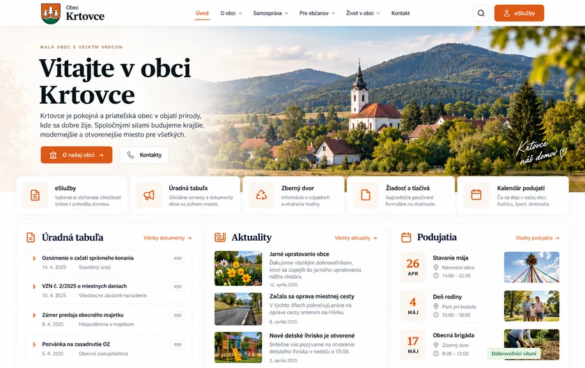 Ukážka modelového portálu a správy webu pre obce