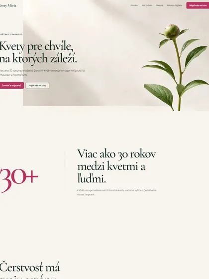 Ukážka webu Kvetymaria.sk