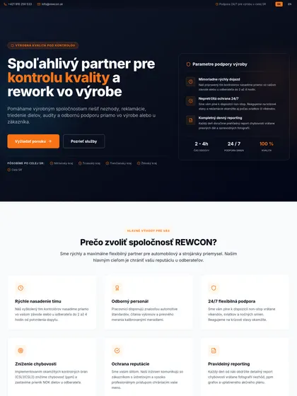 Ukážka webu Rewcon.sk
